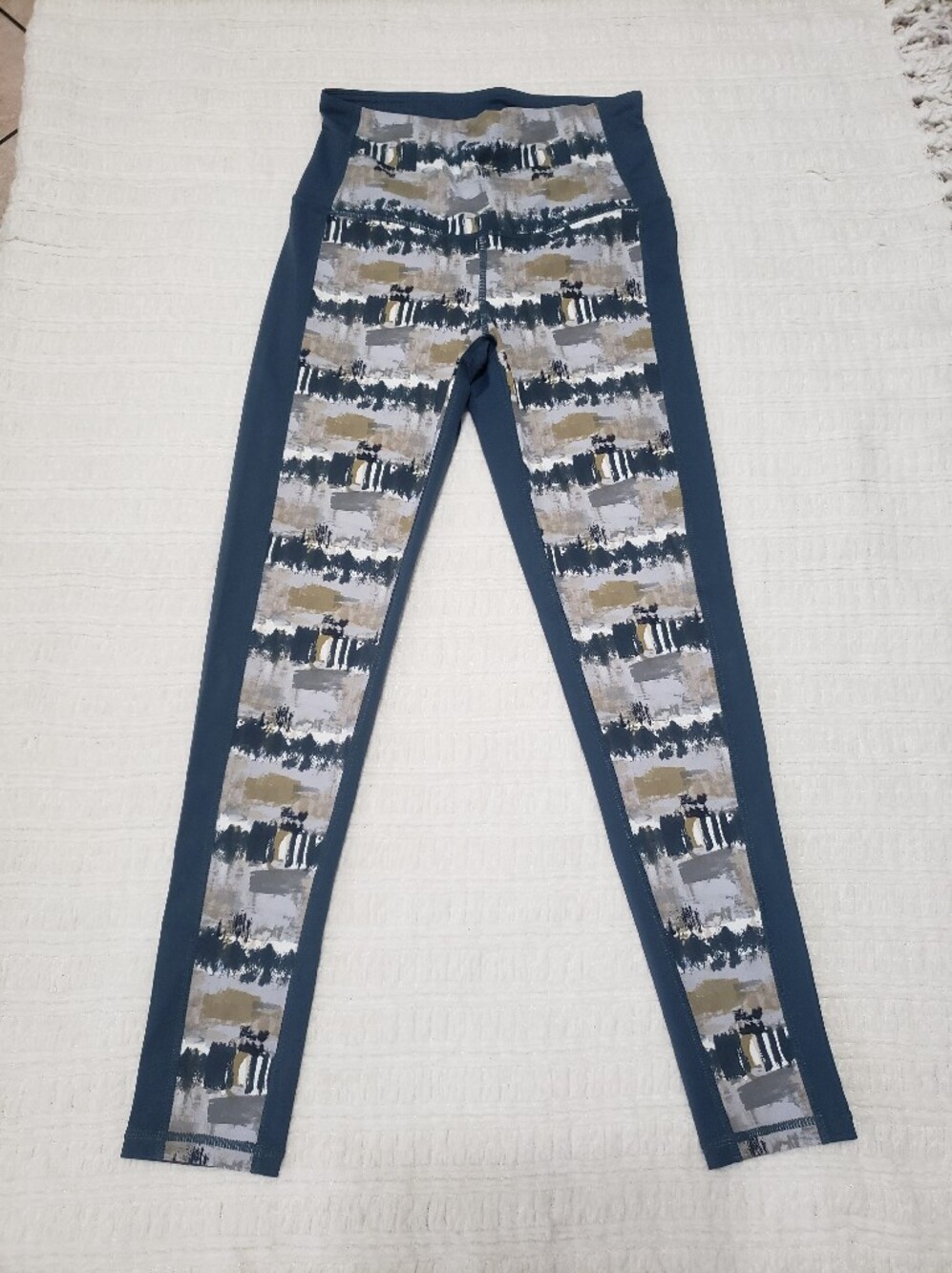 New Mono B Blue and Gray Abstract Print Leggings
